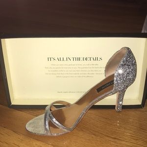 Silver sparkle d’orsay sandal/ heel